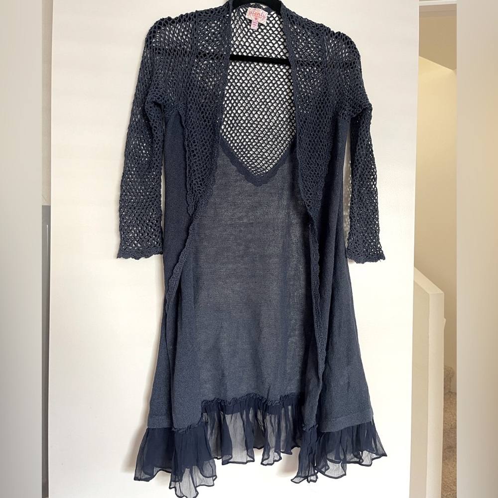 PLENTY BY TRACY REECE Navy Blue short duster/open shawl